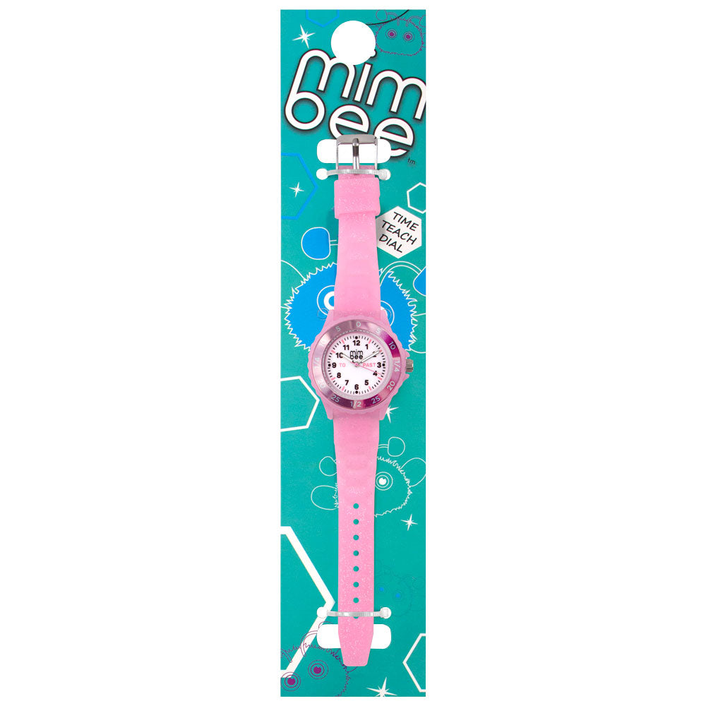 Mimbee - Pink Silicone Glitter Time Teach Watch