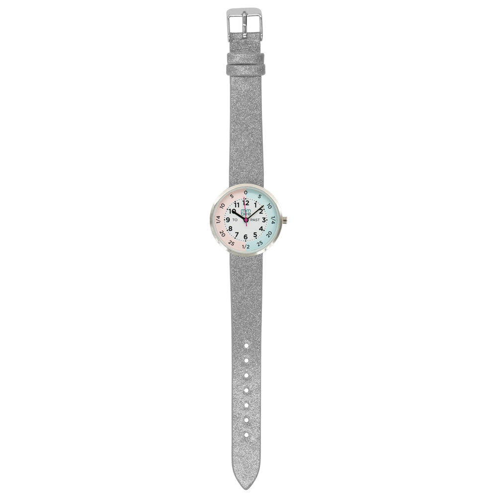 Mimbee - Silver Glitter Time Teach Watch - Premium Time Teach watch from Mimbee Kids - Just R 150! Shop now at Mimbee Kids