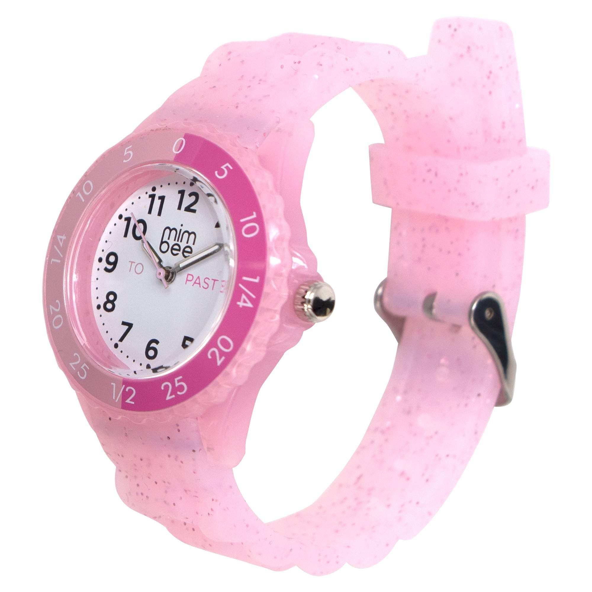 Mimbee - Pink Silicone Glitter Time Teach Watch - Premium Time Teach watch from Mimbee Kids - Just R 150! Shop now at Mimbee Kids