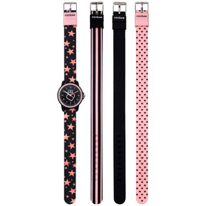 Mimbee - Dusty Pink and Black Interchangeable Watch Set